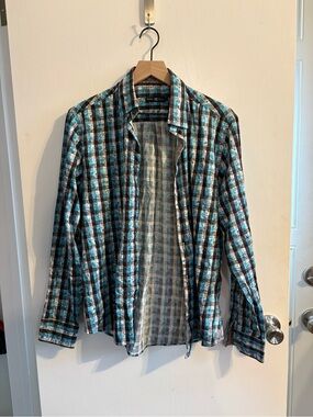 Stone Rose Teal and Brown Plaid Shirt